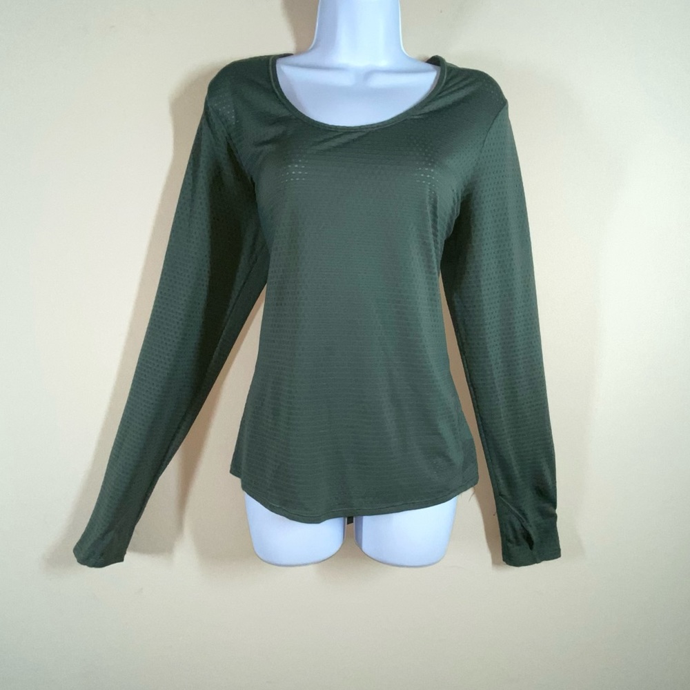 ATHLETA Long Sleeved Athletic Exercise Top Olive L